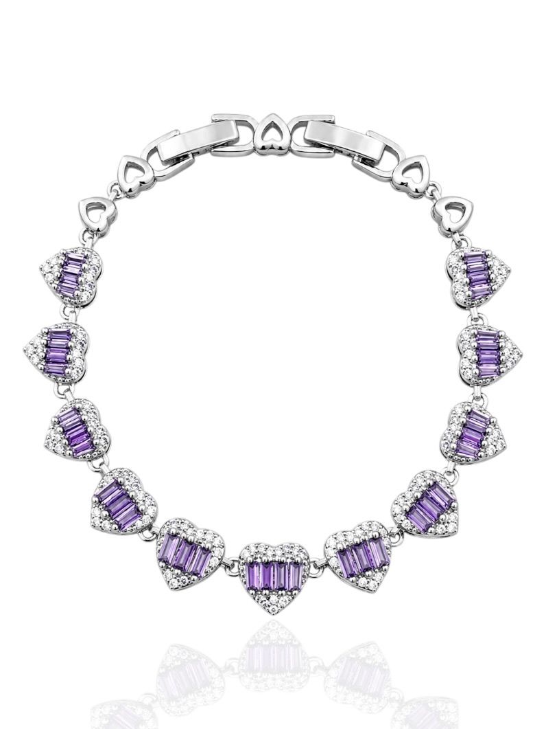 Pulseira Folheado a Ouro 18k e Prata Coração Microzirconia e Com Navetes Coloridos