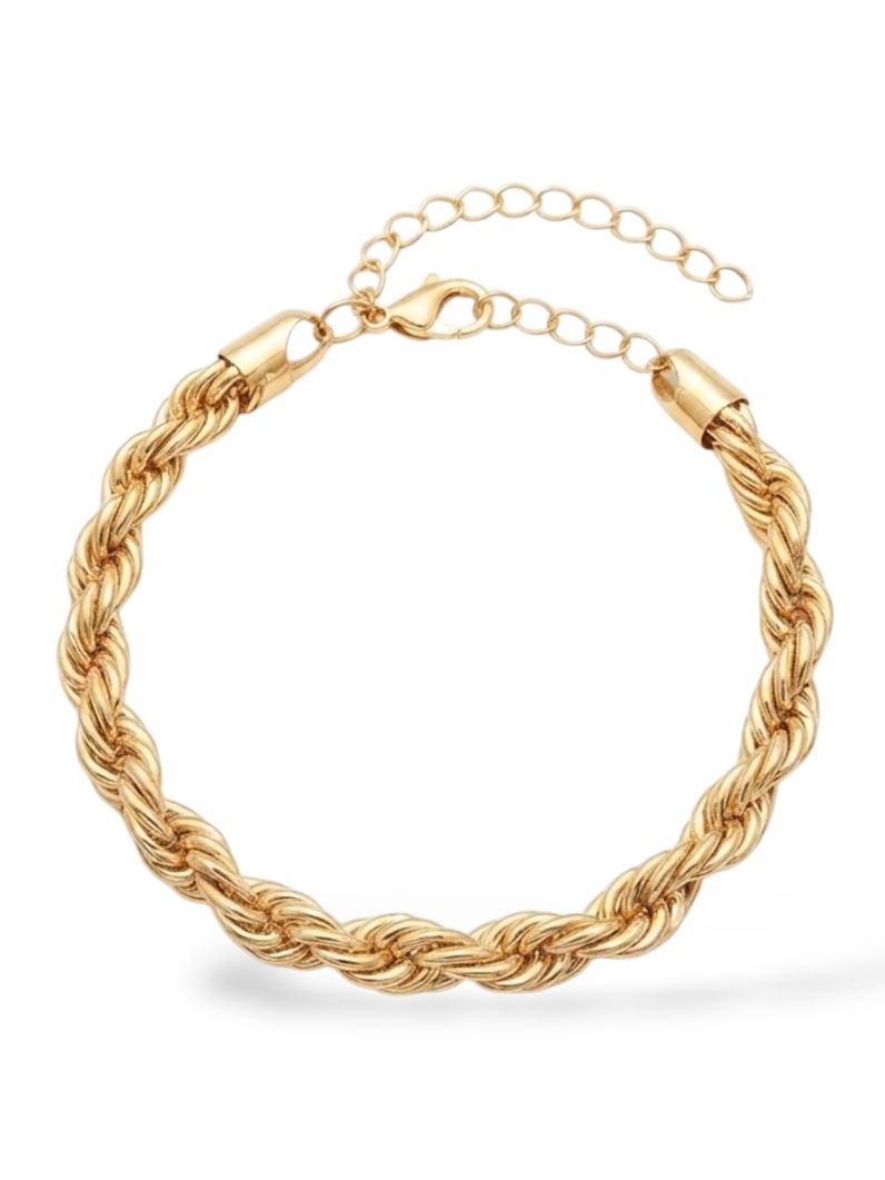 Pulseira Folheado a Ouro 18k e Prata Cordão Baiano M