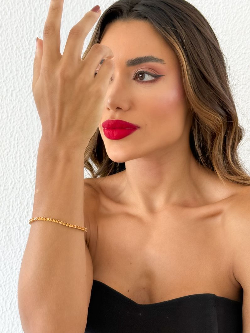 Pulseira Folheado a Ouro 18k e Prata Cordão Cravejado
