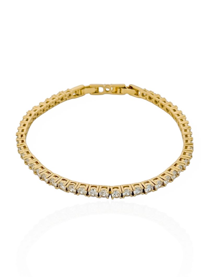 Pulseira Folheado a Ouro 18k e Prata Cordão Cravejado
