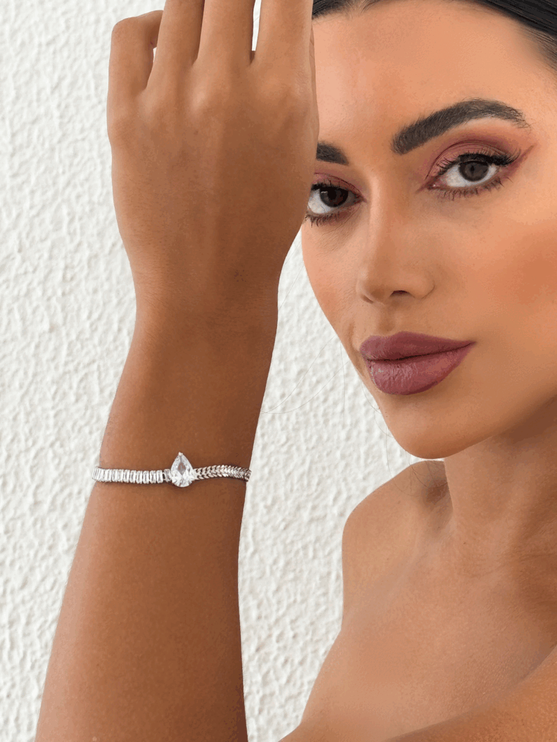 Pulseira Folheado a Ouro 18k e Prata Corrente Dupla e Zircônias