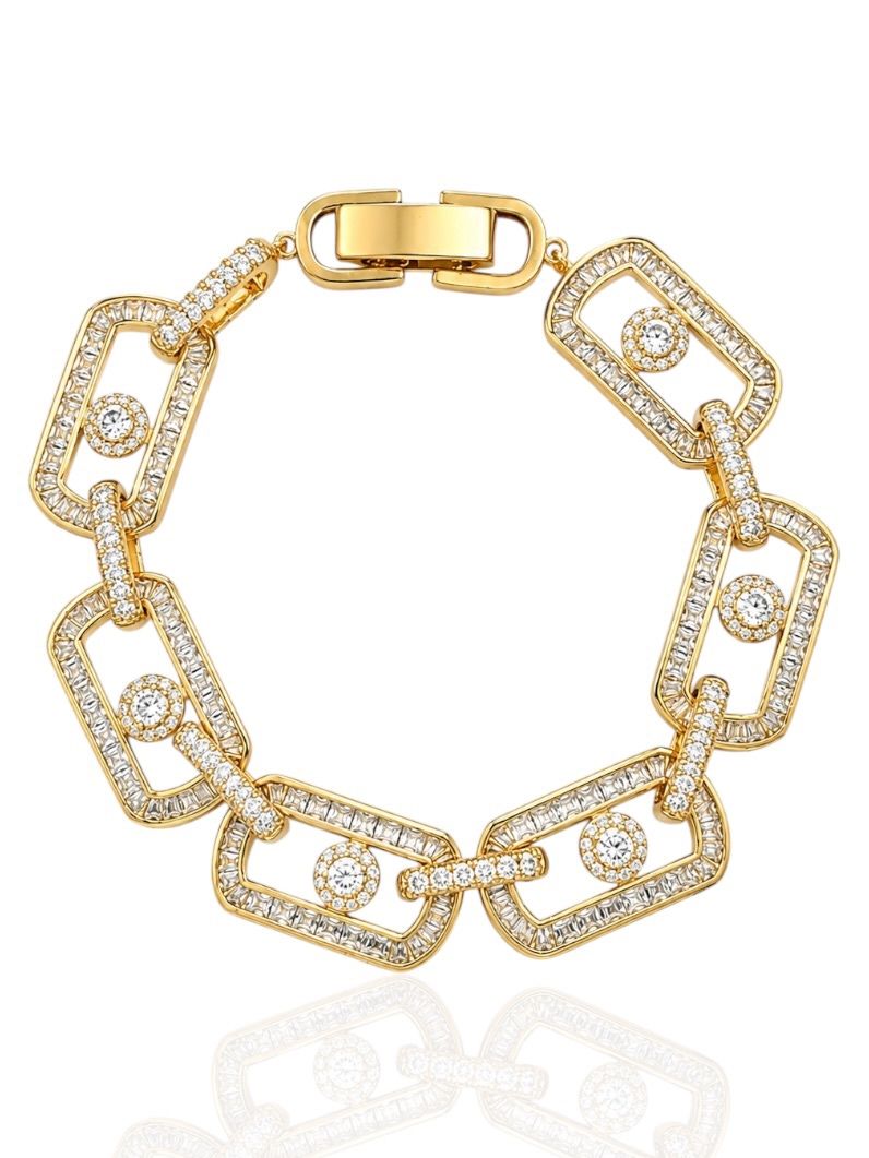 Pulseira Folheado a Ouro 18k e Prata Cravejado Com Microzirconia Coloridos