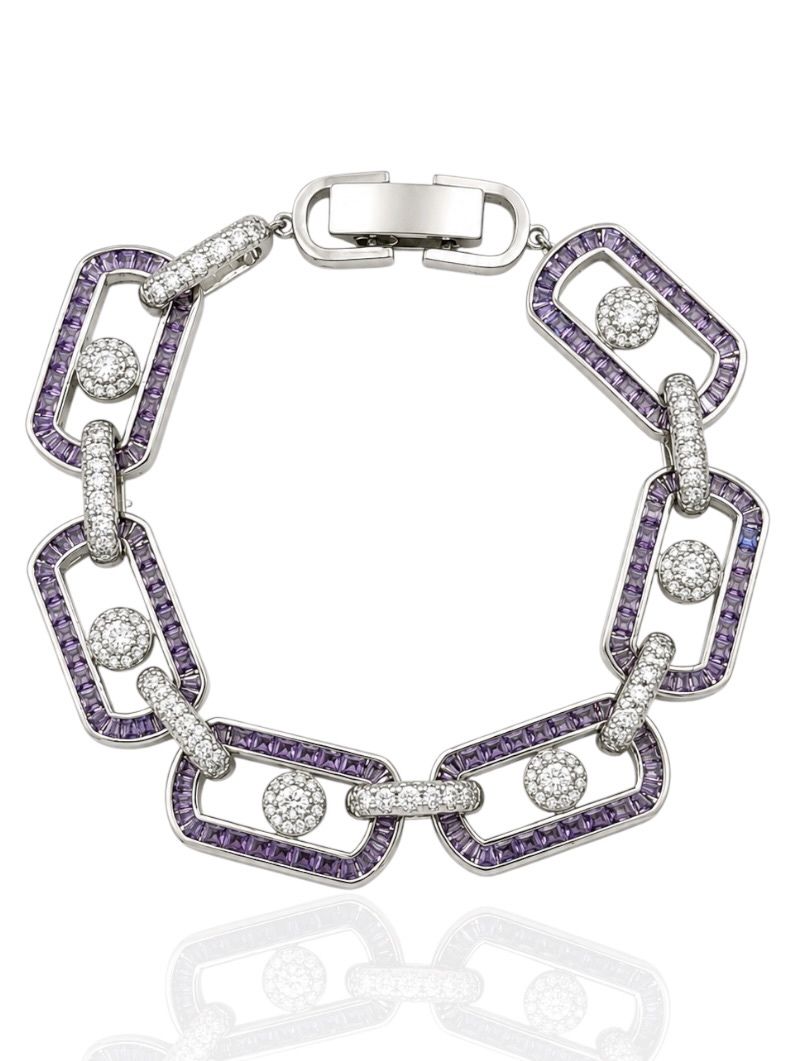 Pulseira Folheado a Ouro 18k e Prata Cravejado Com Microzirconia Coloridos