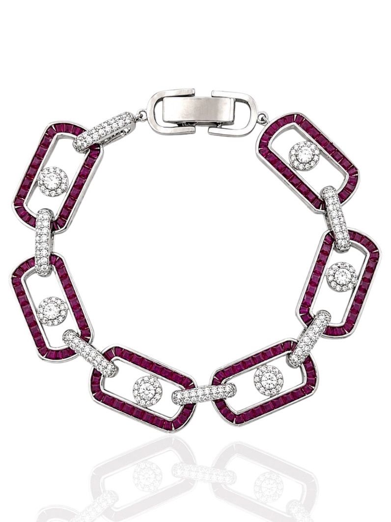 Pulseira Folheado a Ouro 18k e Prata Cravejado Com Microzirconia Coloridos