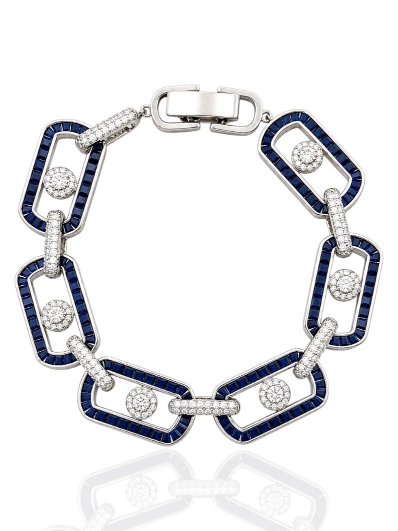 Pulseira Folheado a Ouro 18k e Prata Cravejado Com Microzirconia Coloridos