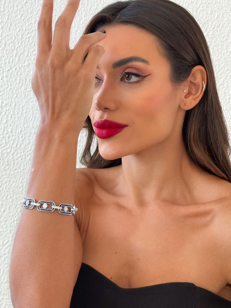 Pulseira Folheado a Ouro 18k e Prata Cravejado Com Microzirconia Coloridos