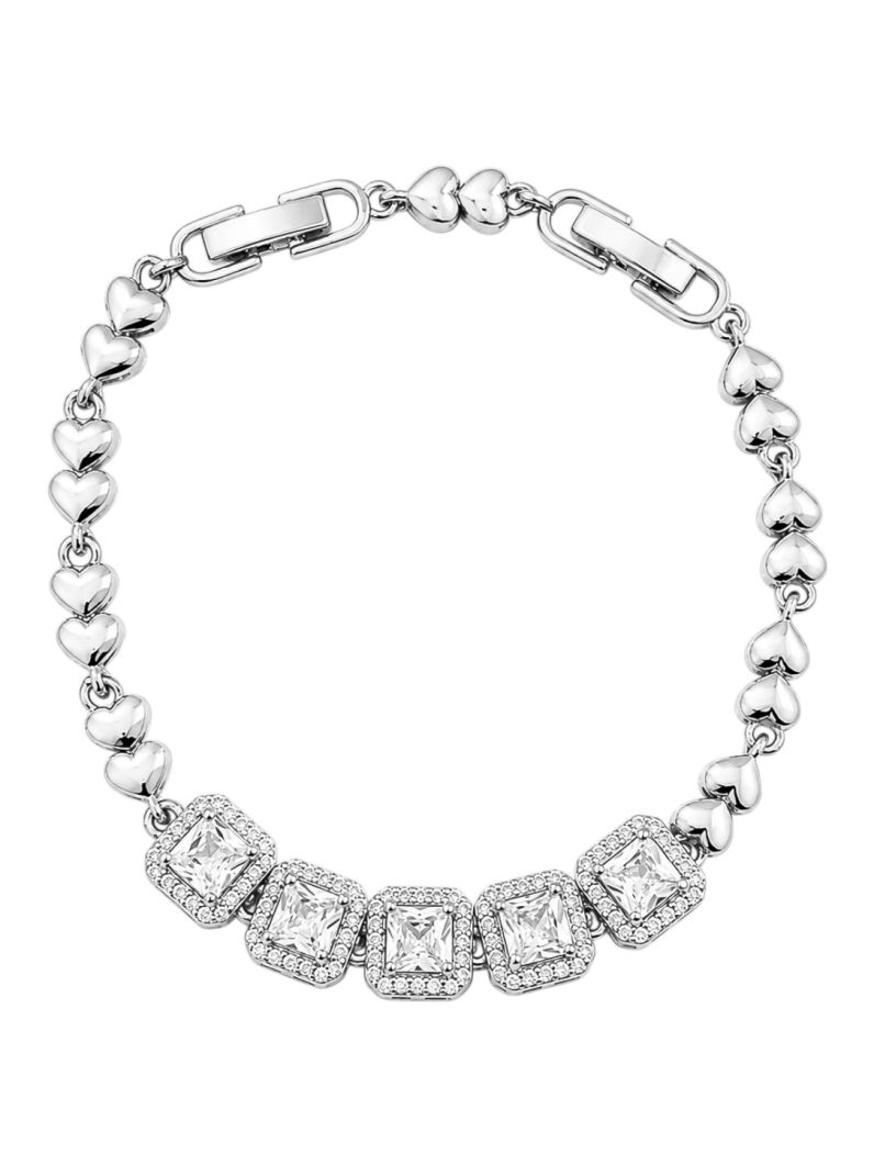 Pulseira Folheado a Ouro 18k e Prata Cristais Com ZIrcônias