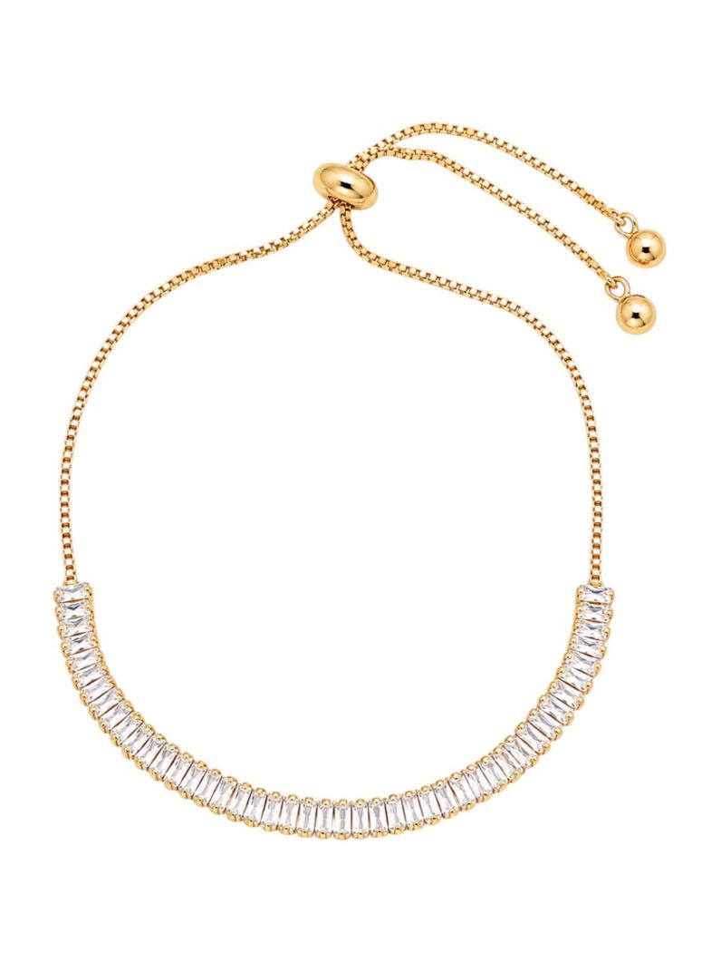 Pulseira Folheado a Ouro 18k e Prata Cristais Com ZIrcônias