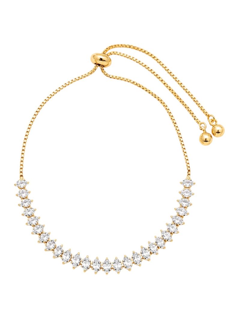 Pulseira Folheado a Ouro 18k e Prata Cristais M