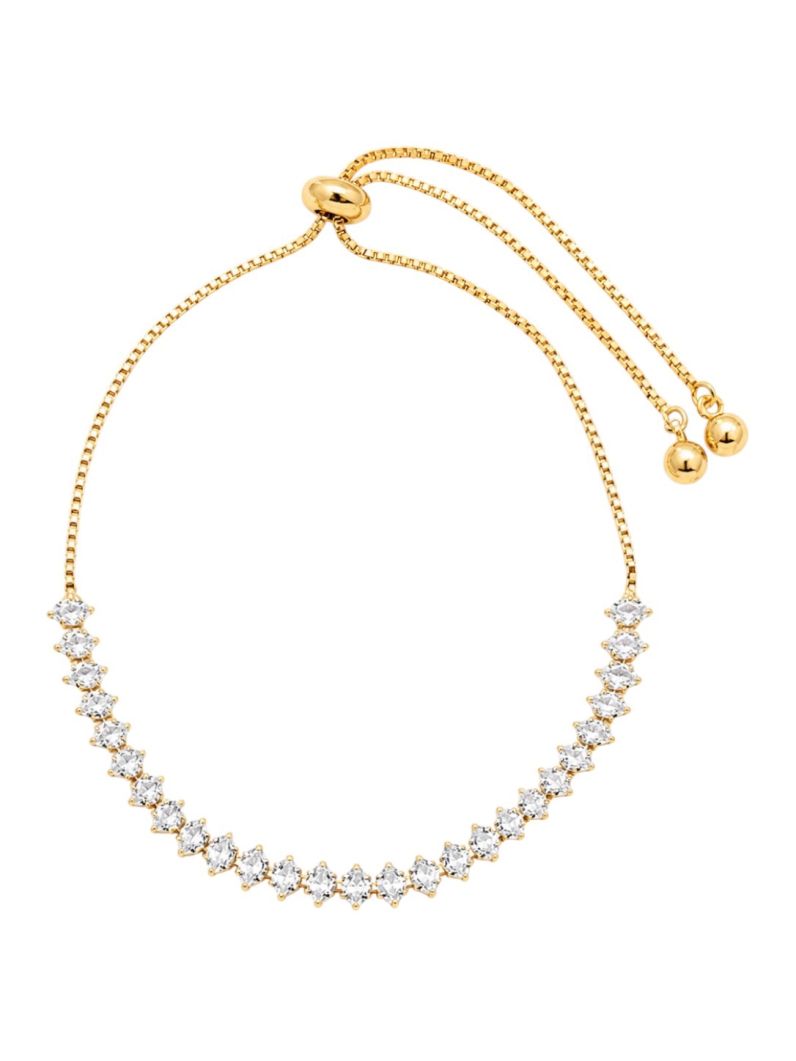 Pulseira Folheado a Ouro 18k e Prata Cristais P