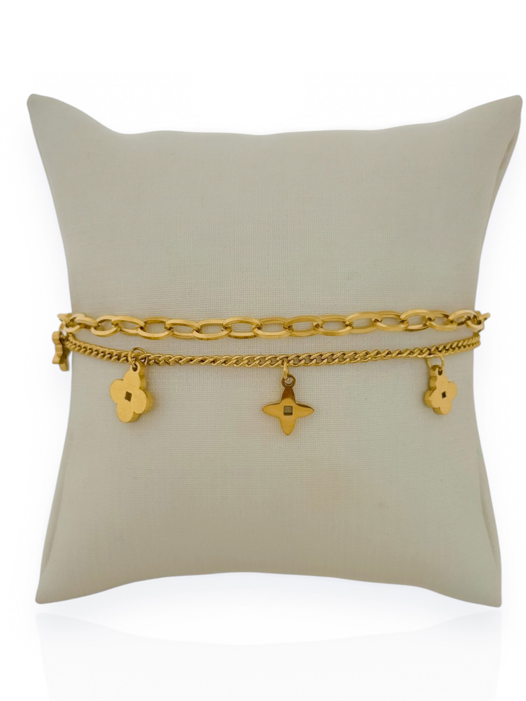 Pulseira Folheado a Ouro 18k e Prata Duplo Elos Com Inspiração Grandes Joalherias