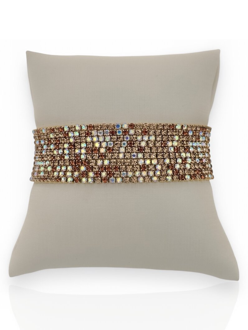 Pulseira Folheado a Ouro 18k e Prata Fios Cravejados Coloridos