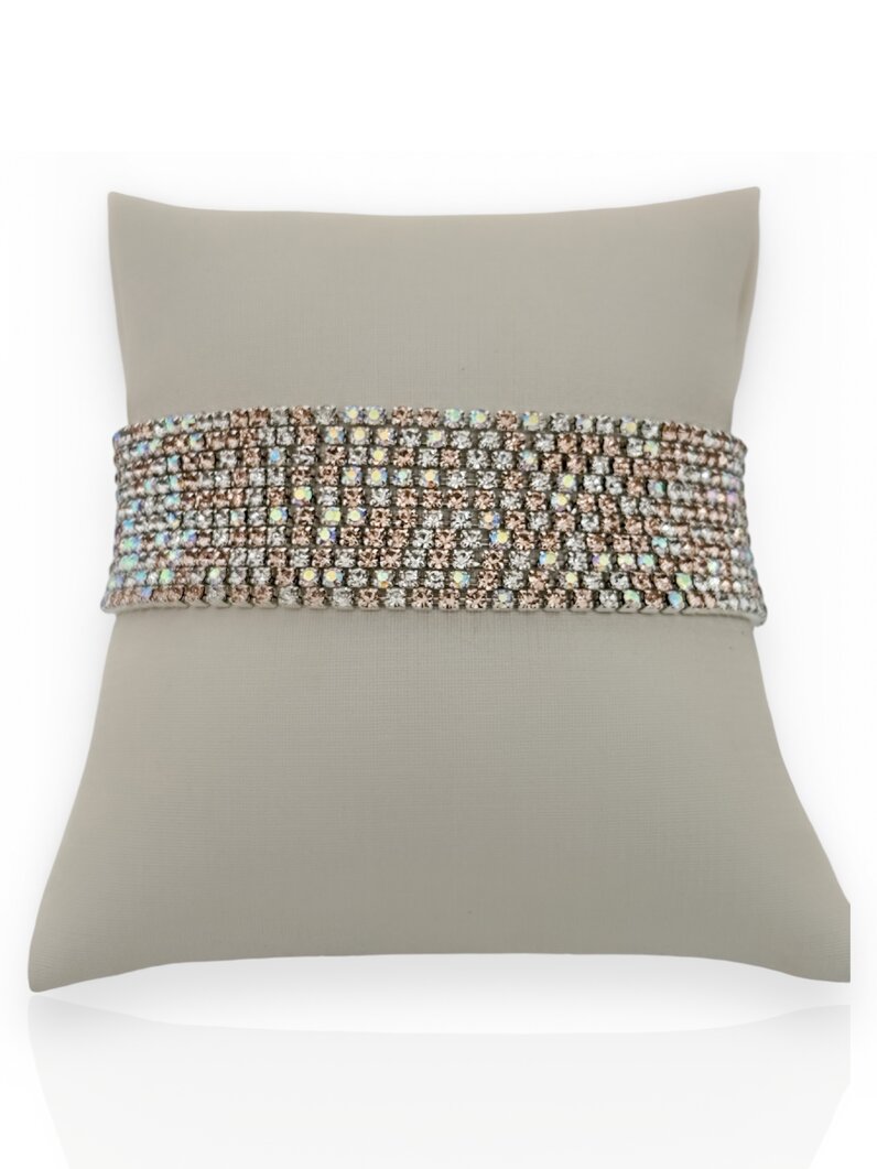 Pulseira Folheado a Ouro 18k e Prata Fios Cravejados Coloridos