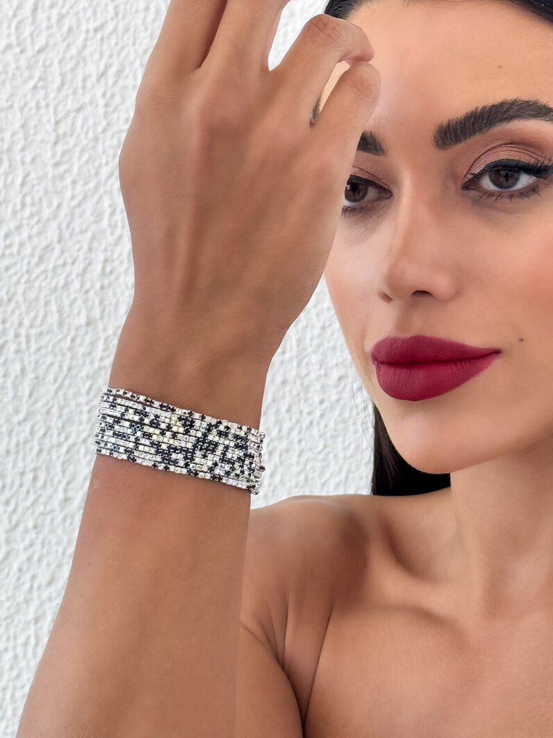 Pulseira Folheado a Ouro 18k e Prata Fios Cravejados Coloridos