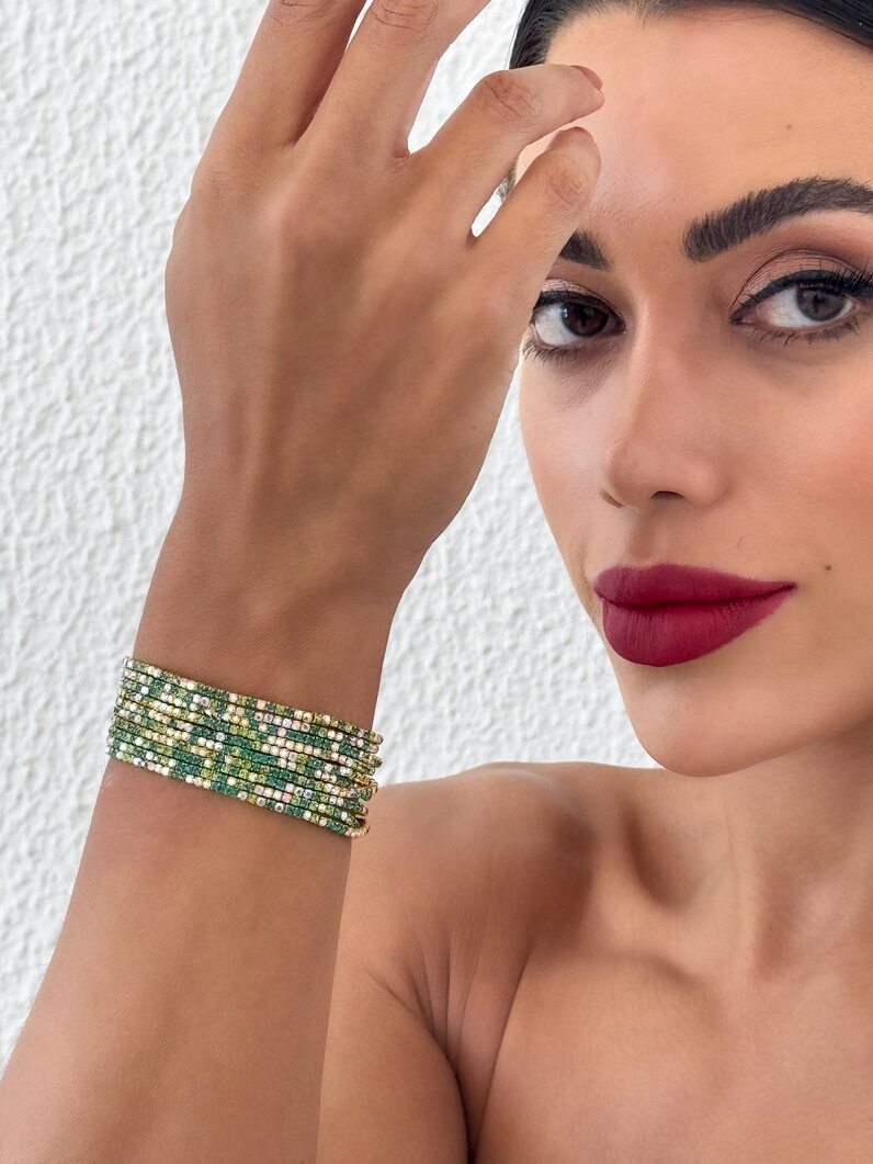 Pulseira Folheado a Ouro 18k e Prata Fios Cravejados Coloridos