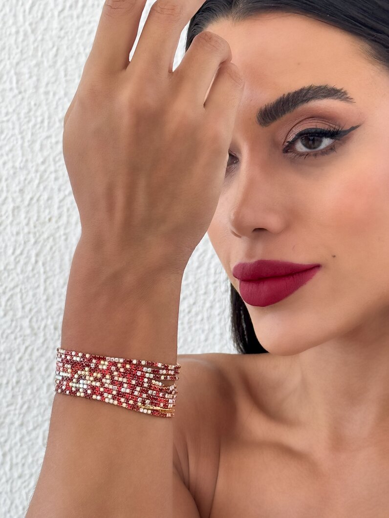 Pulseira Folheado a Ouro 18k e Prata Fios Cravejados Coloridos