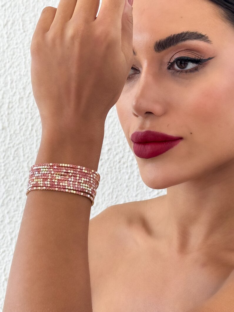 Pulseira Folheado a Ouro 18k e Prata Fios Cravejados Coloridos