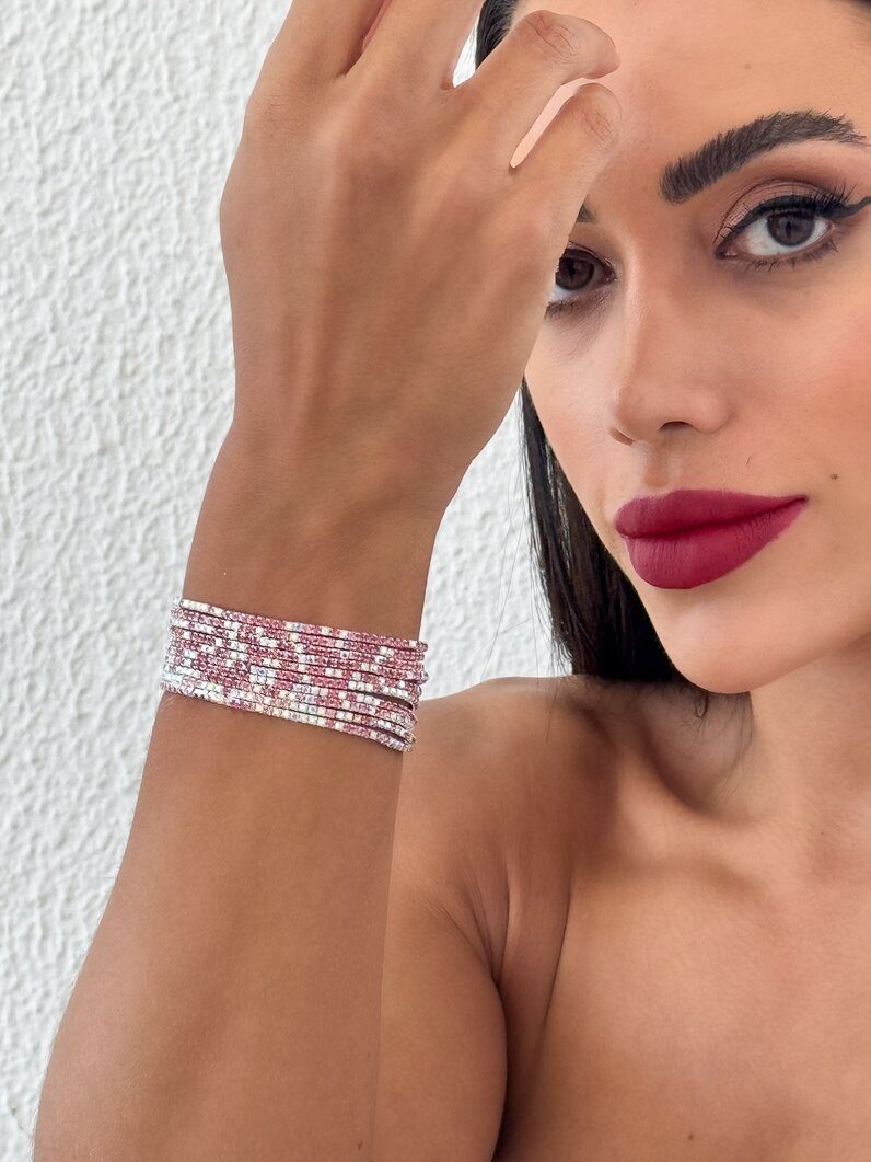 Pulseira Folheado a Ouro 18k e Prata Fios Cravejados Coloridos