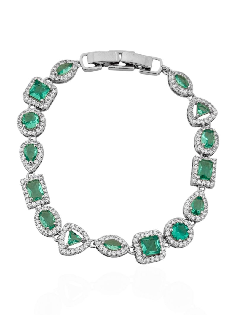 Pulseira Folheado a Ouro 18k e Prata Formas de Zircônia Com Borda Cravejada