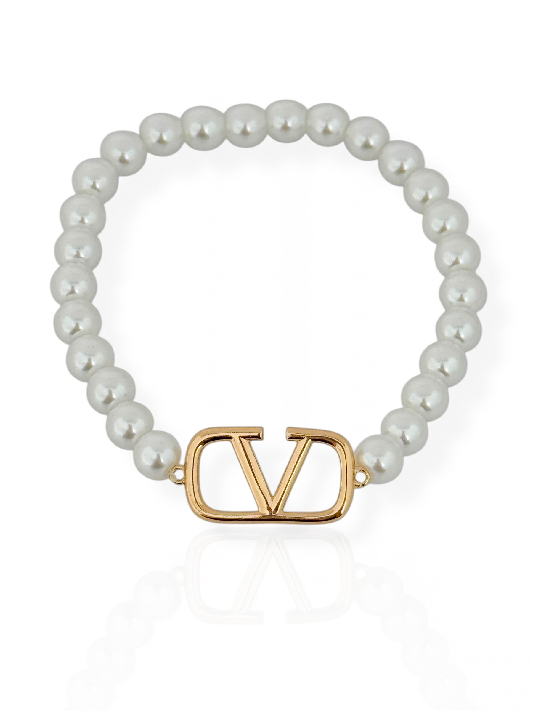 Pulseira folheado a ouro 18k e Prata Inspiração Com Pérola