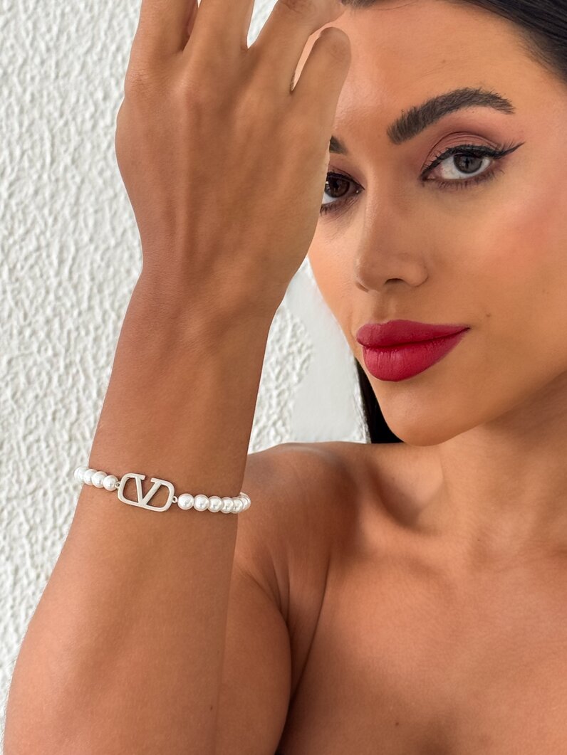 Pulseira folheado a ouro 18k e Prata Inspiração Com Pérola
