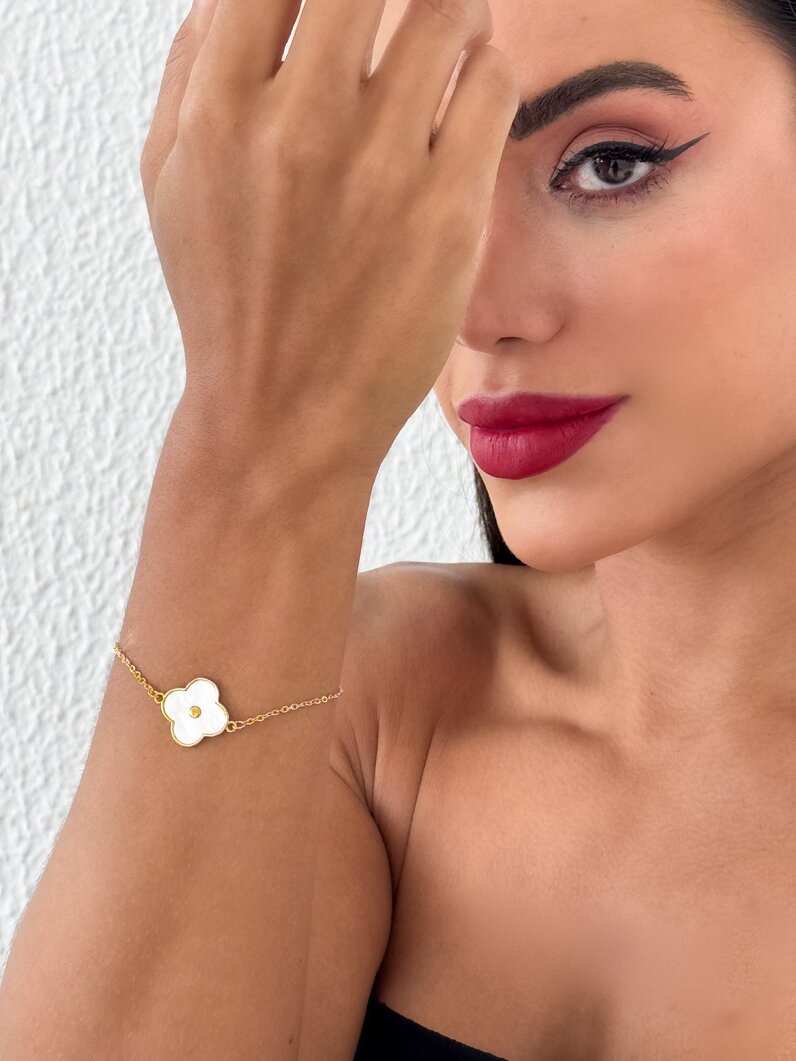 Pulseira Folheado a Ouro 18k e Prata Inspiração Com Resina