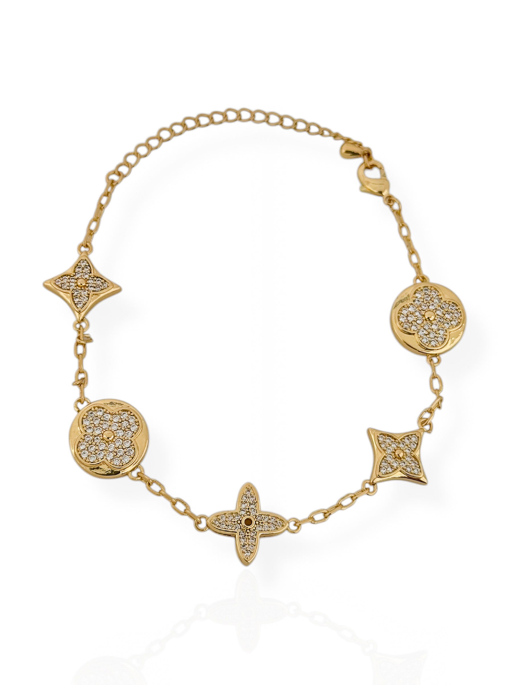 Pulseira folheado a ouro 18k e Prata Inspiração Com Zircônia