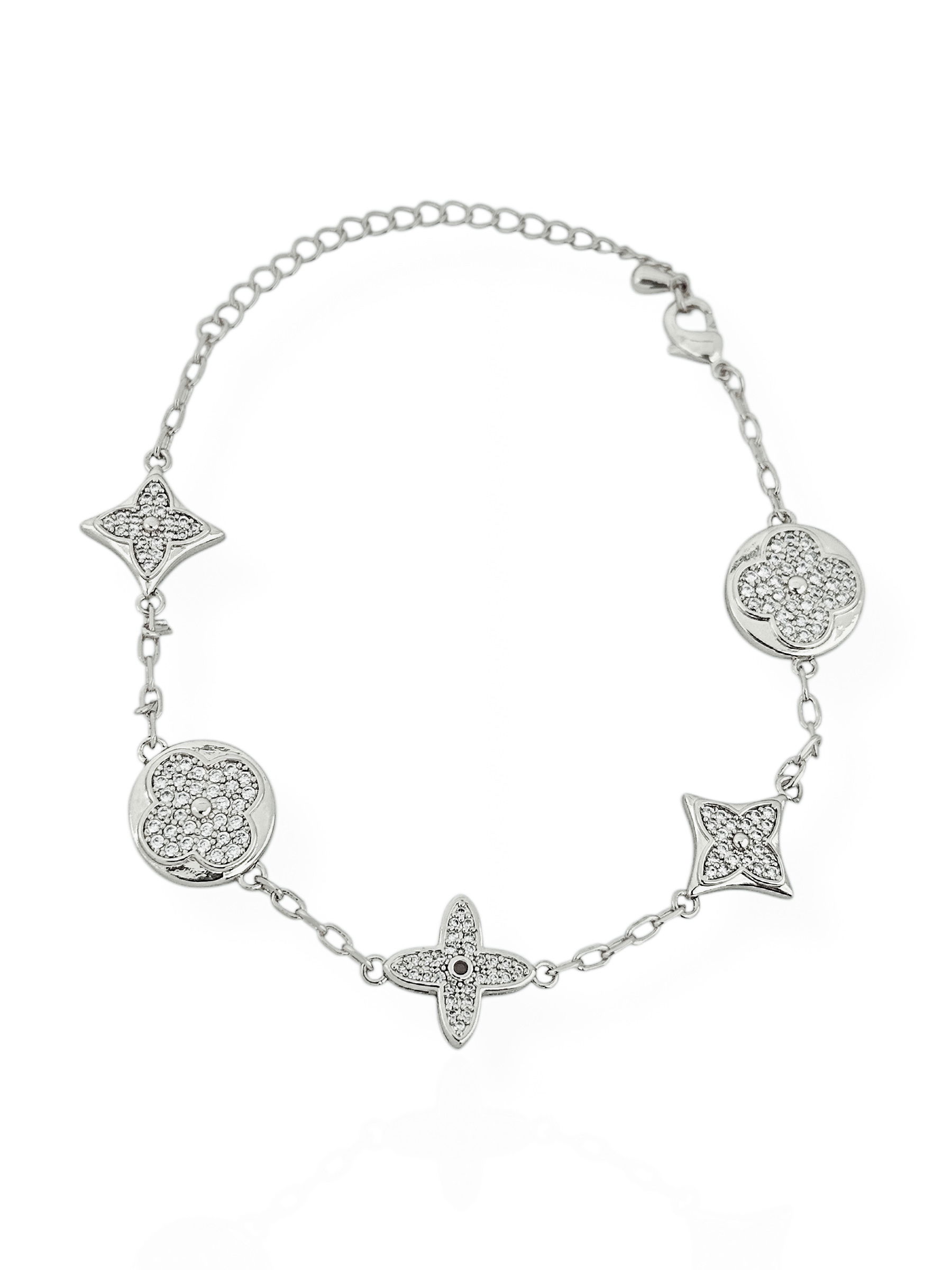 Pulseira folheado a ouro 18k e Prata Inspiração Com Zircônia