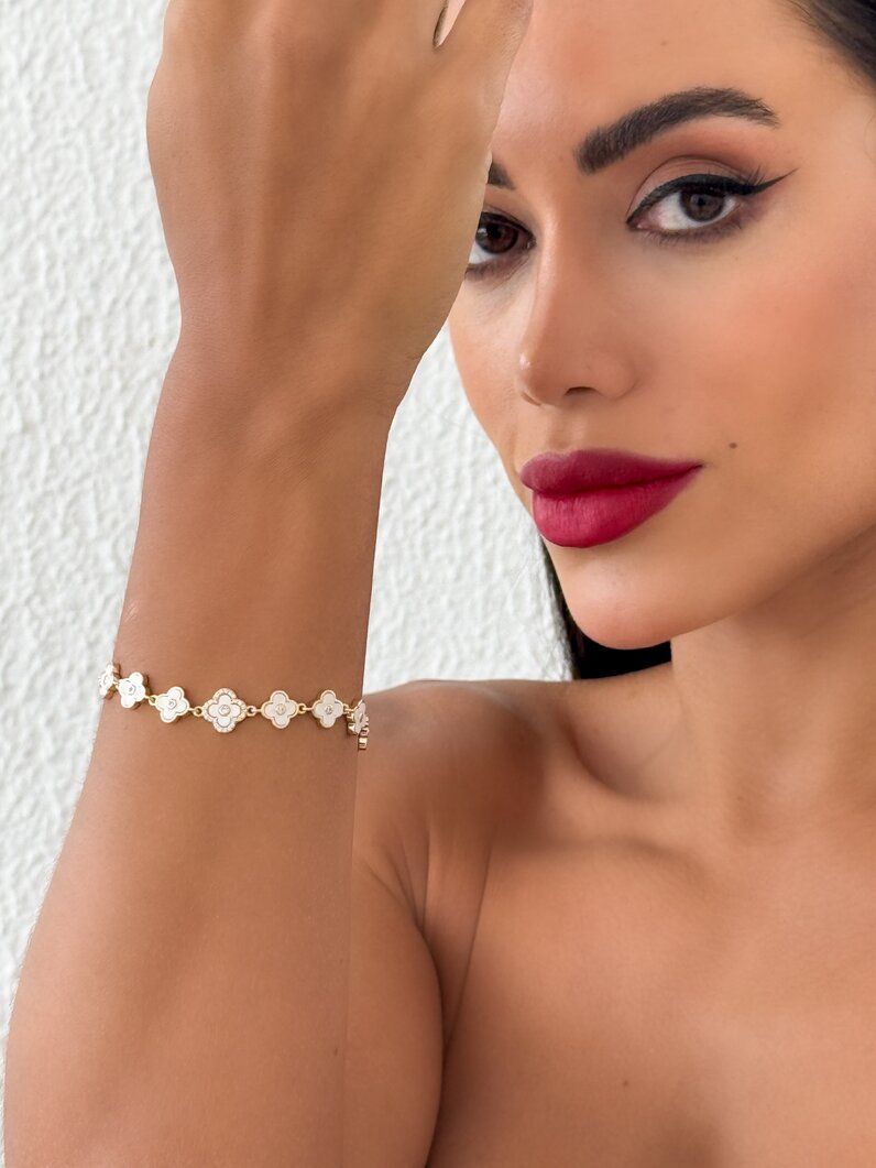 Pulseira Folheado a Ouro 18K e Prata Inspiração Virginia Com Resina
