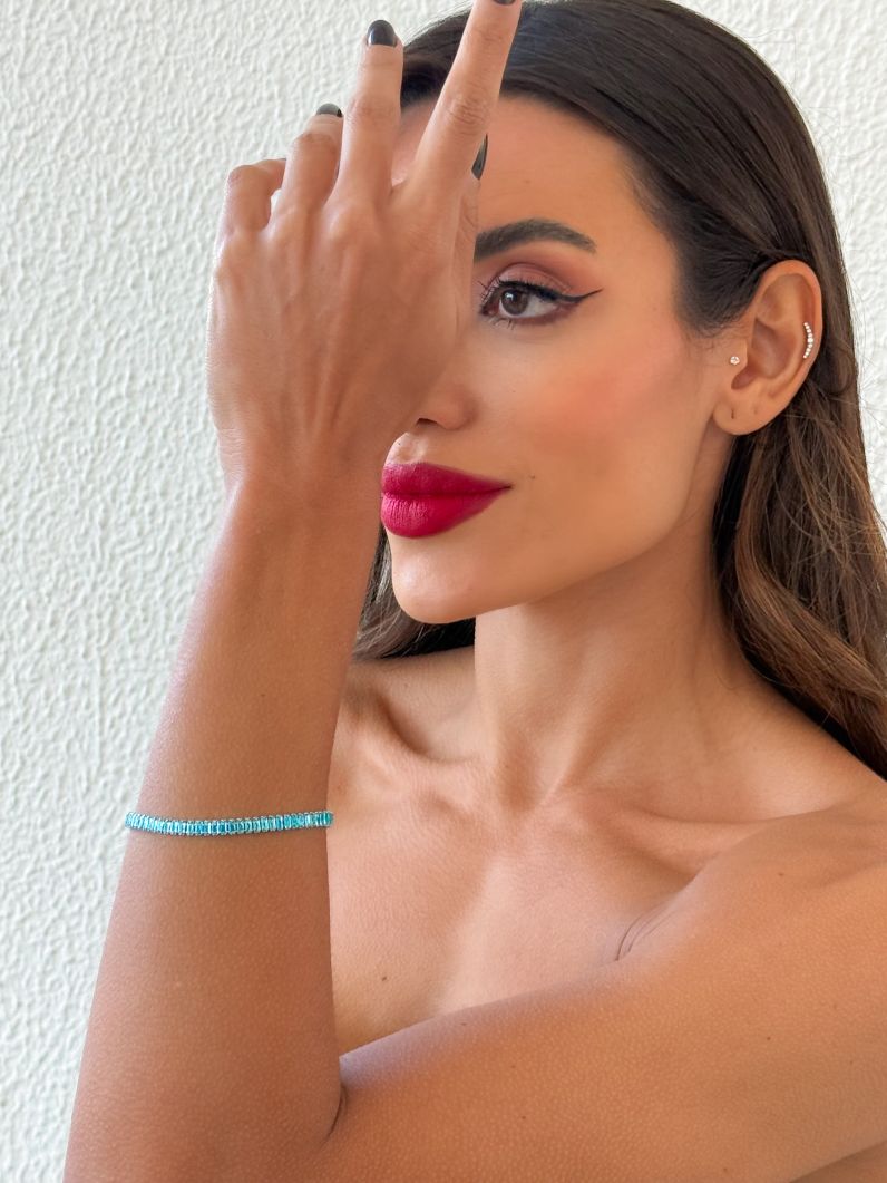 Pulseira Folheado a Ouro 18k e Prata Navetes Coloridos