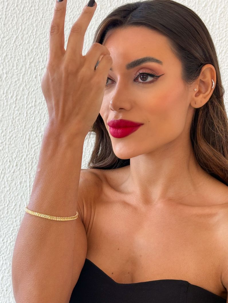 Pulseira Folheado a Ouro 18k e Prata Navetes Coloridos