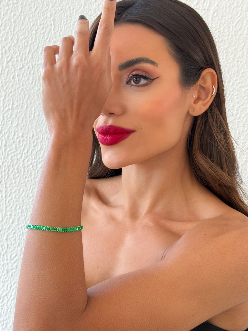 Pulseira Folheado a Ouro 18k e Prata Navetes Coloridos
