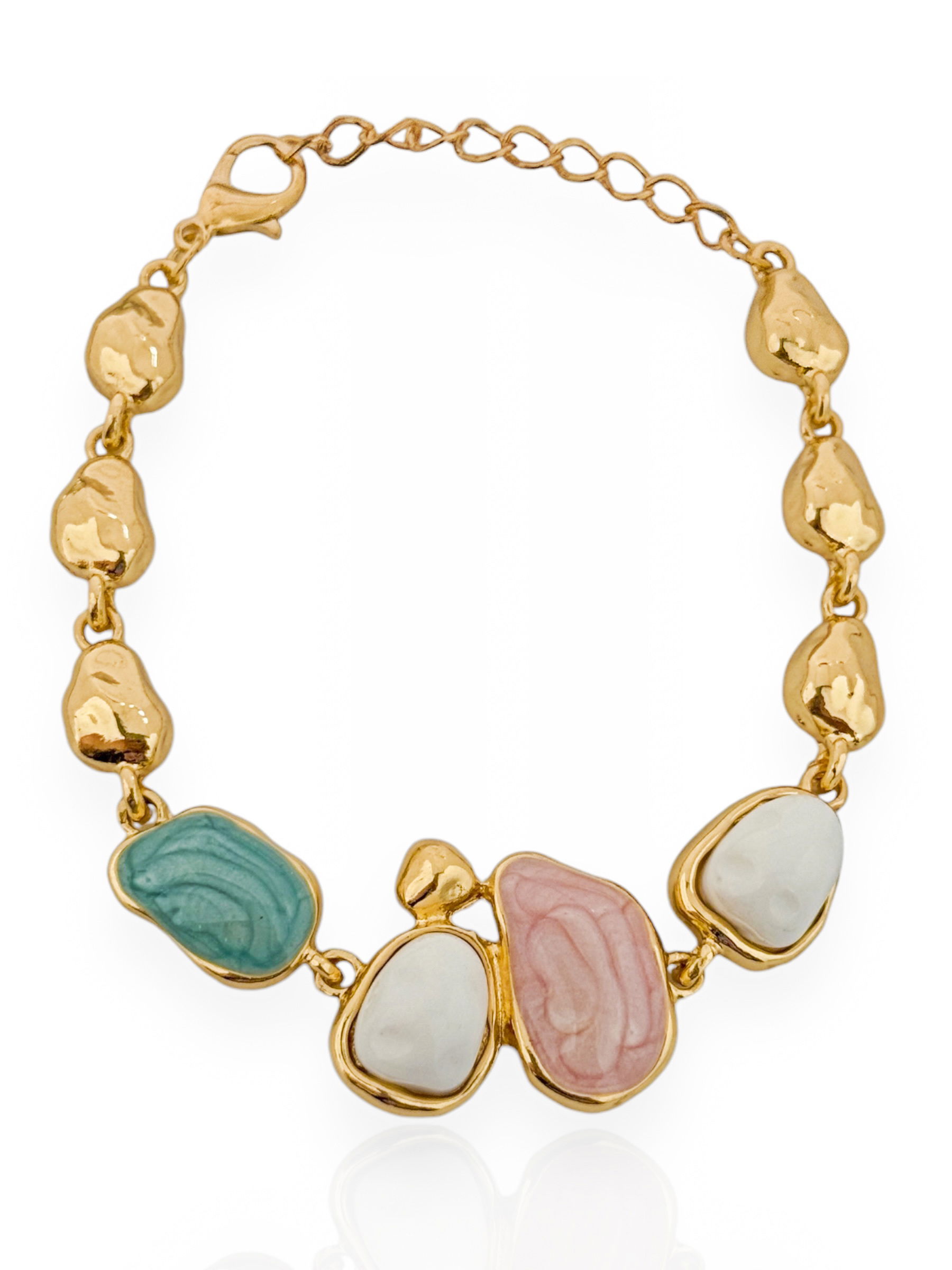 Pulseira Folheado a Ouro 18k e Prata Pedras Encapsulada