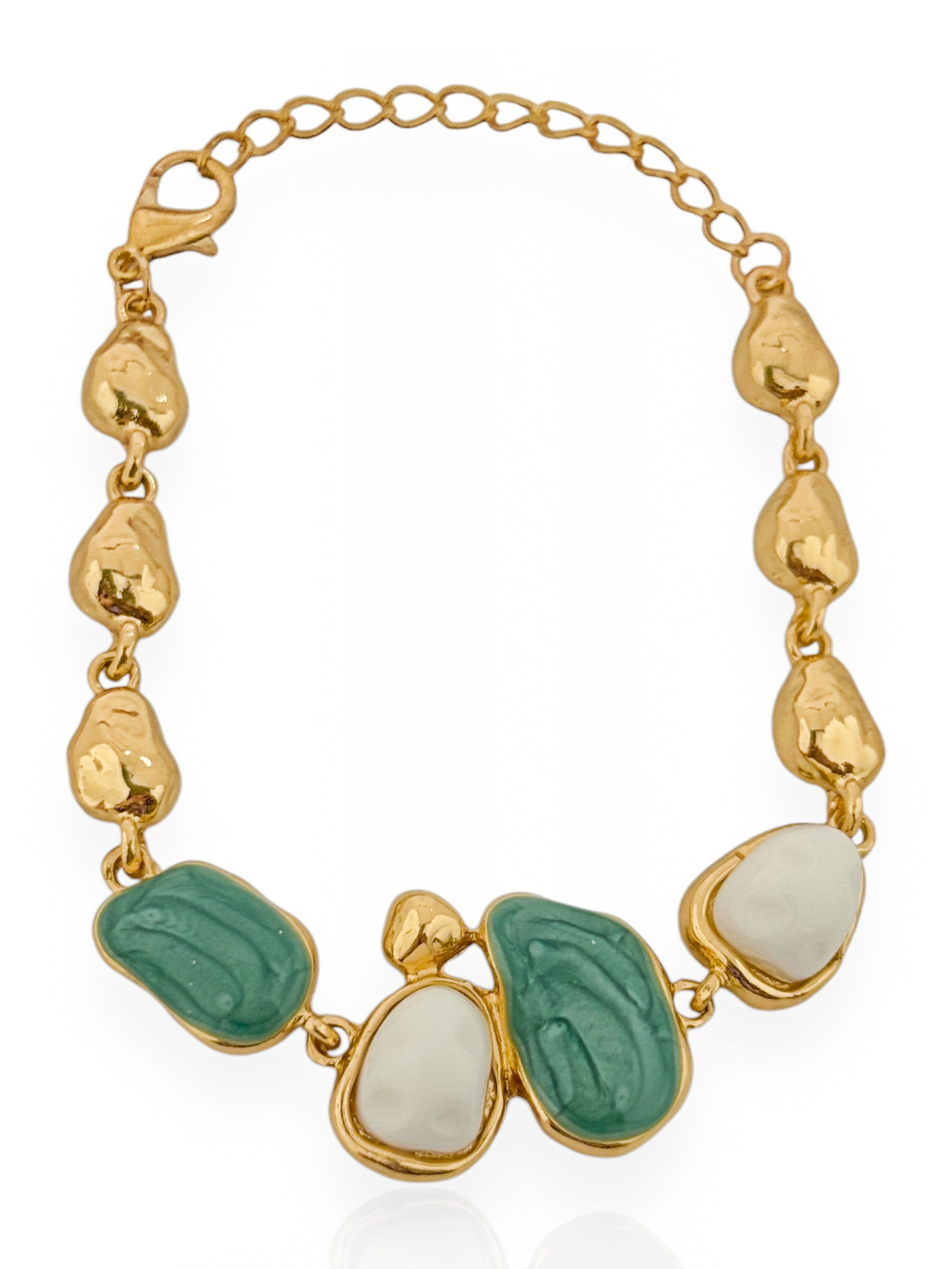 Pulseira Folheado a Ouro 18k e Prata Pedras Encapsulada