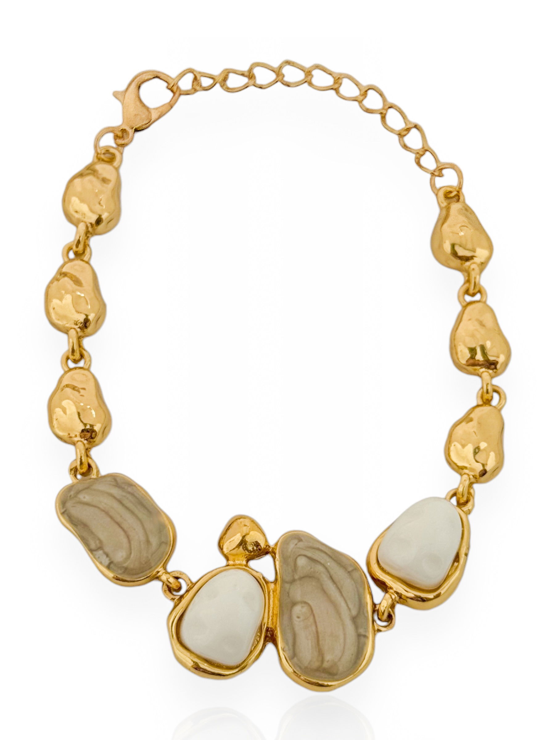 Pulseira Folheado a Ouro 18k e Prata Pedras Encapsulada