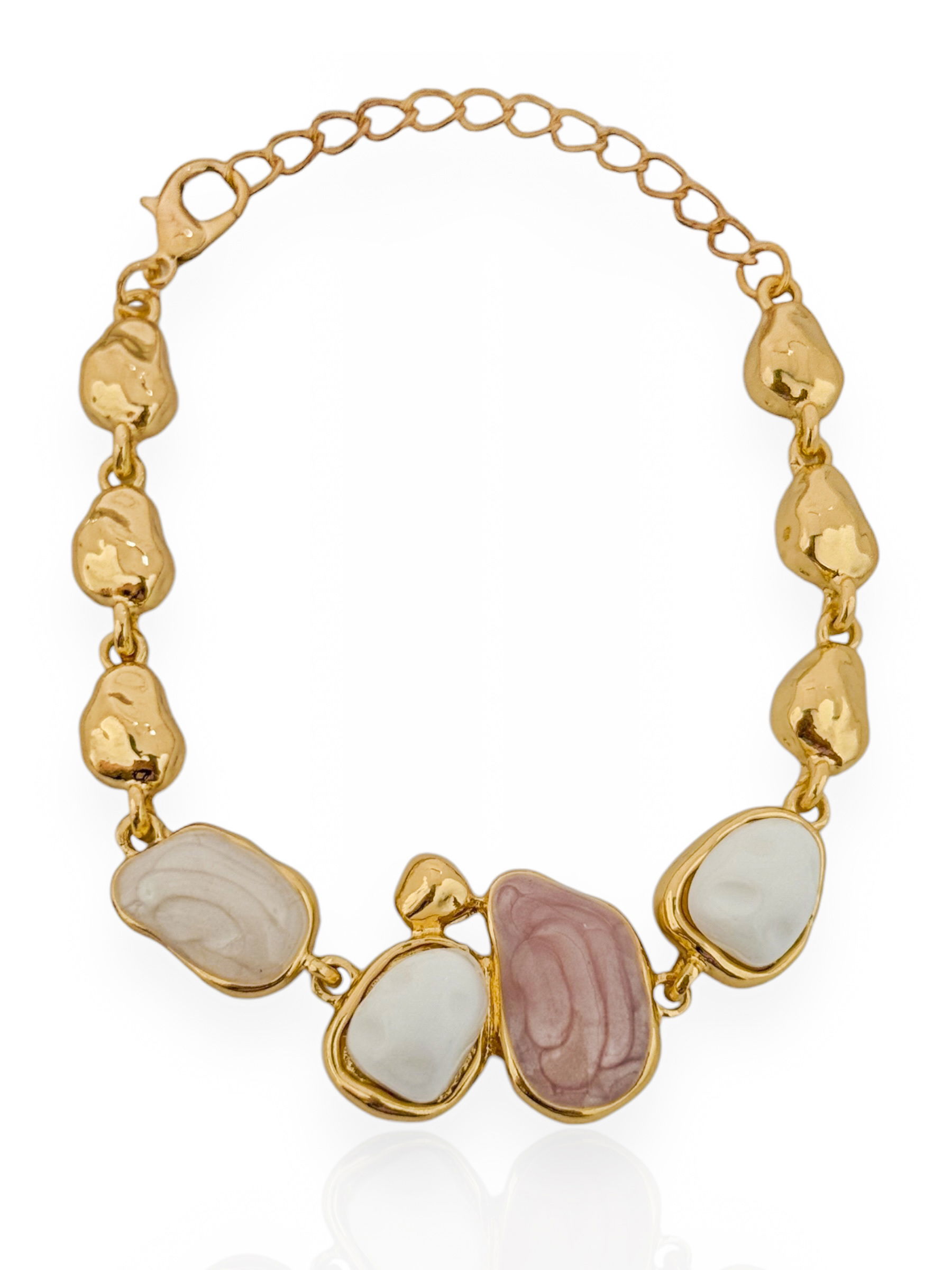 Pulseira Folheado a Ouro 18k e Prata Pedras Encapsulada