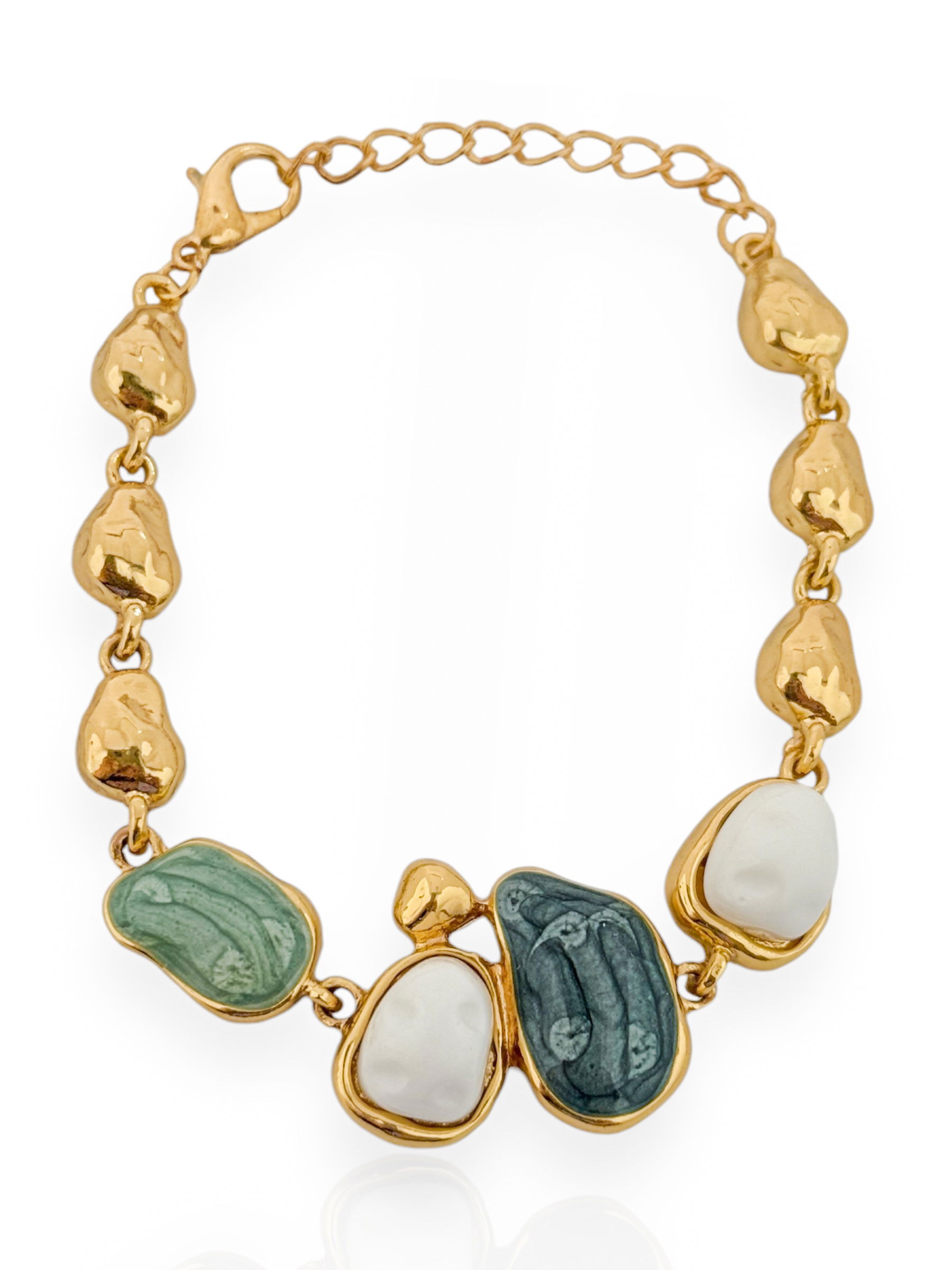 Pulseira Folheado a Ouro 18k e Prata Pedras Encapsulada