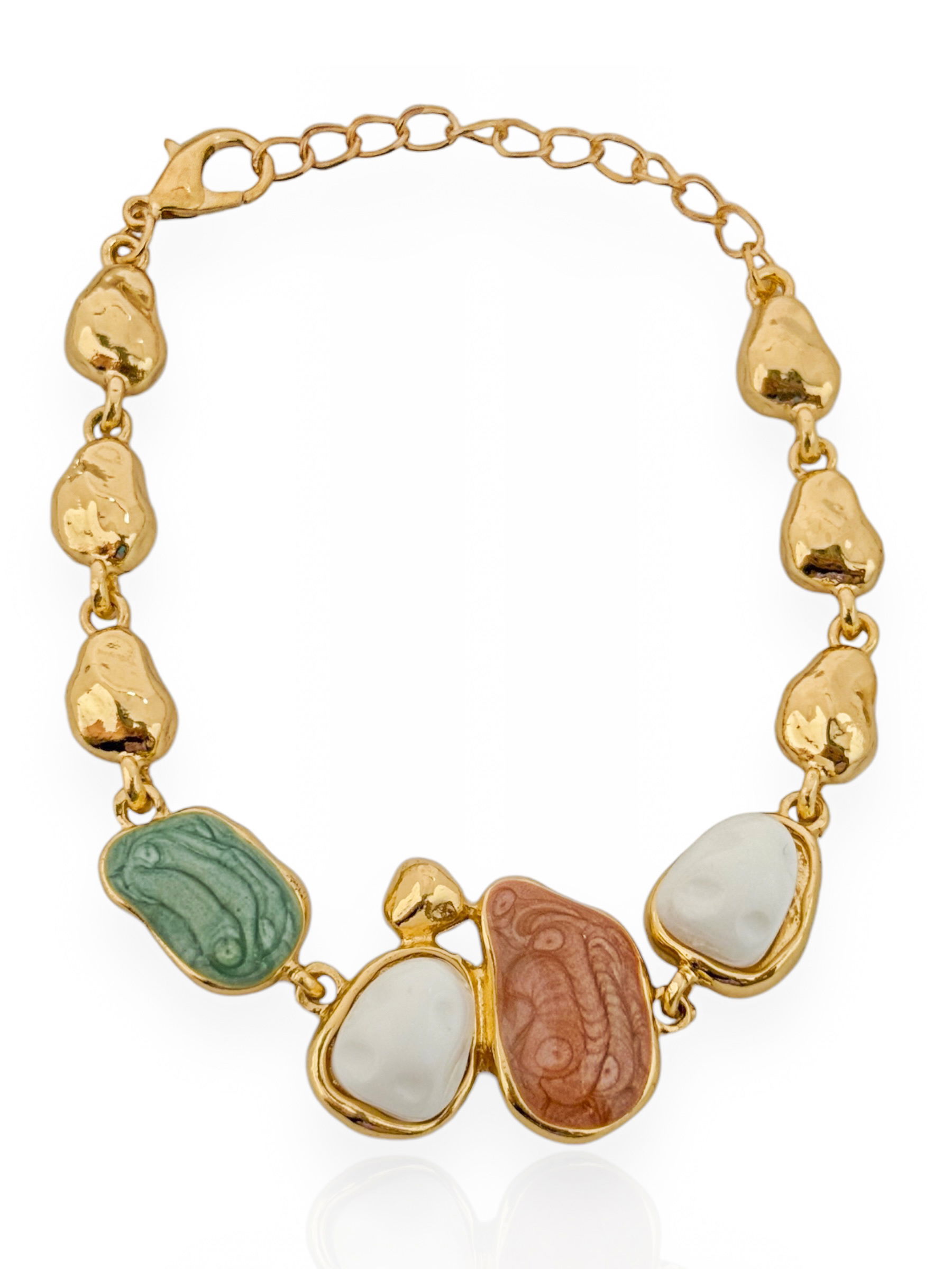 Pulseira Folheado a Ouro 18k e Prata Pedras Encapsulada