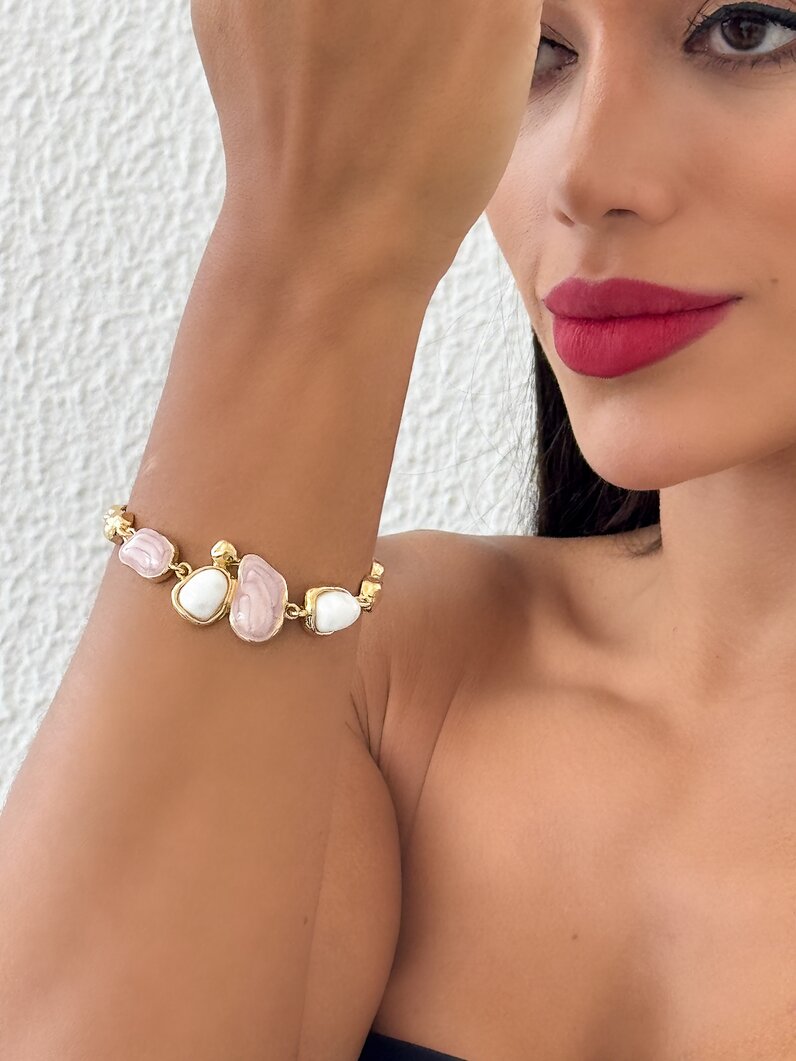 Pulseira Folheado a Ouro 18k e Prata Pedras Encapsulada