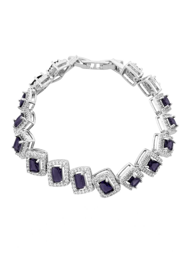Pulseira Folheado a Ouro 18k e Prata Quadrado Cravejado Colorido
