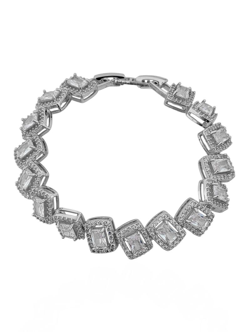 Pulseira Folheado a Ouro 18k e Prata Quadrado Cravejado Colorido