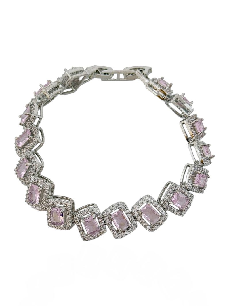 Pulseira Folheado a Ouro 18k e Prata Quadrado Cravejado Colorido