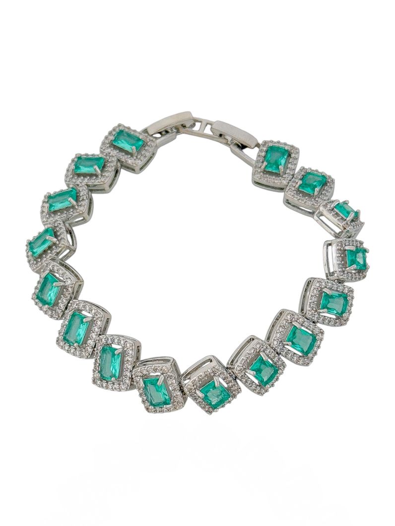 Pulseira Folheado a Ouro 18k e Prata Quadrado Cravejado Colorido