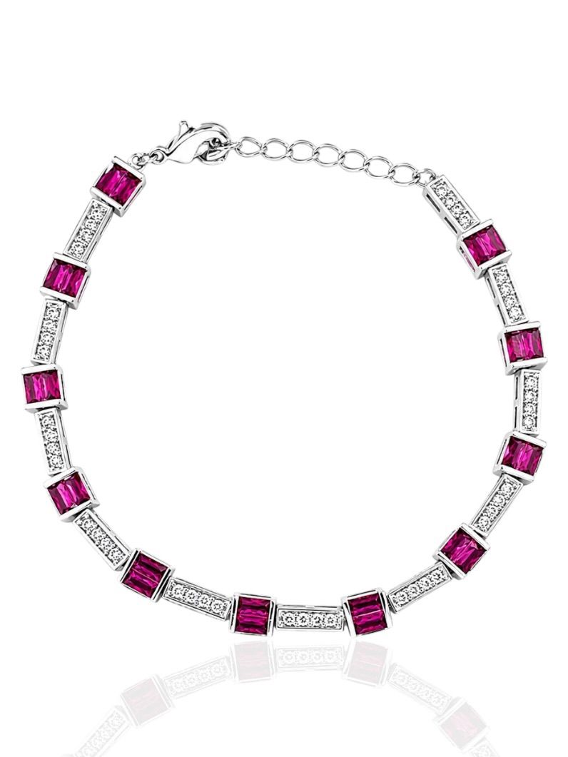 Pulseira Folheado a Ouro 18k e Prata Quadrados de Cristal