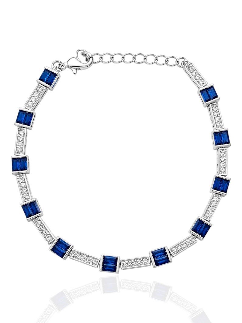 Pulseira Folheado a Ouro 18k e Prata Quadrados de Cristal