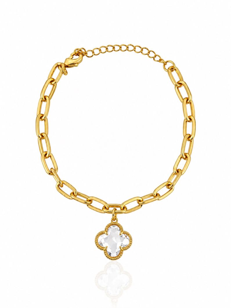 Pulseira Folheado a Ouro 18k Elos Ovais e Inspiração Vg. Colorida