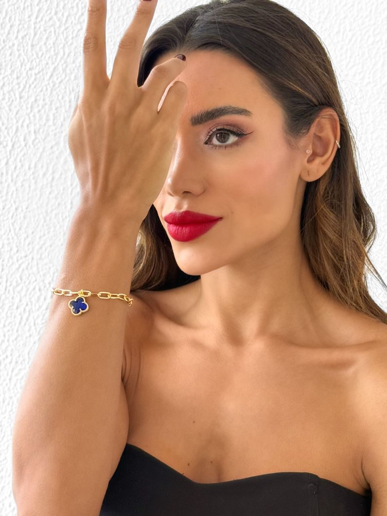 Pulseira Folheado a Ouro 18k Elos Ovais e Inspiração Vg. Colorida