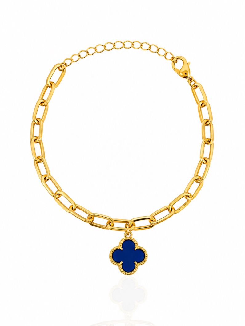 Pulseira Folheado a Ouro 18k Elos Ovais e Inspiração Vg. Colorida