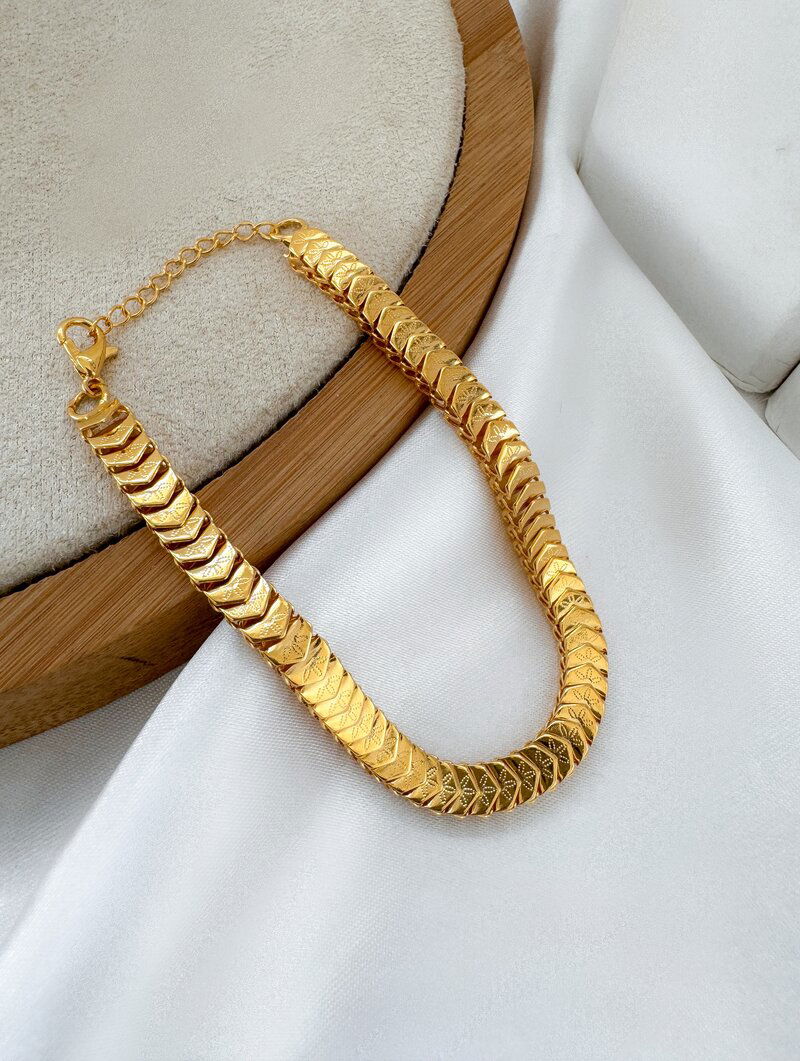 Pulseira Folheado a Ouro 18k Escamas Dupla