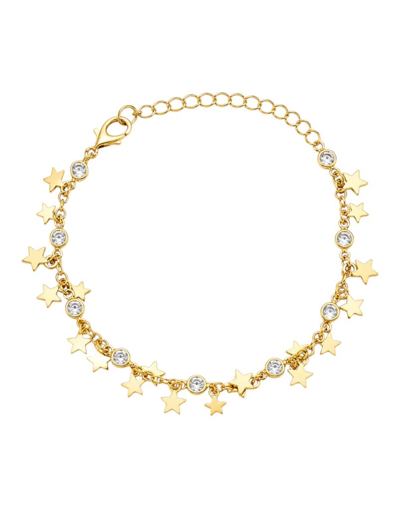 Pulseira Folheado a Ouro 18k Estrelas Lisas
